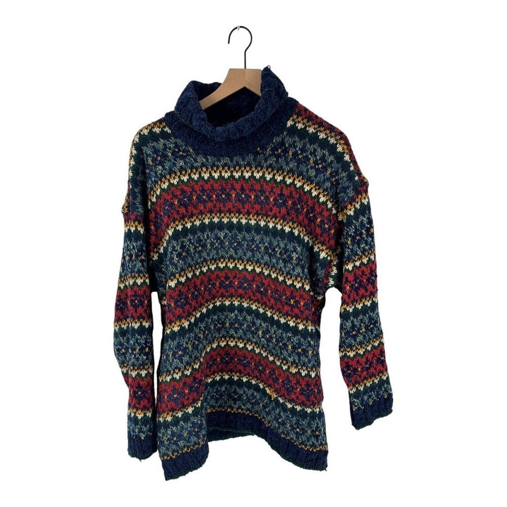 Vintage Liz Wear Chunky Knit Turtleneck Pullover‎ Sweater Multicolor Size L